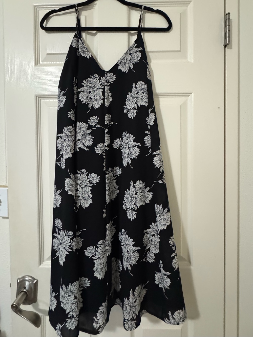 Black Floral Slip Dress with White Blooms
